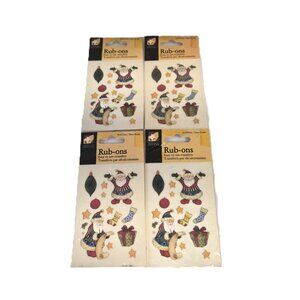 VTG Christmas Rub-Ons – ATD Transfers Santa&Holiday Icons NOS Set of 4 Y2K Santa